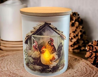 Chicken Candle Holder With A Battery Operated Flickering Tea Light - Charming Home Decor, Chicken Gift, Farm Decor, Chicken Decor
