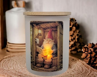 Funny Outhouse Gnome Candle Holder With A Battery Operated Flickering Tea Light, Humorous  Gnome Gift, Gift For Gnome Lover, Bathroom Decor