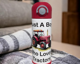 Kids Tractor Water Bottle Can Be Personalized, Kids Tractor Cup, Great For A Fun and Hydrated Day, Great For School Home Or On The Go