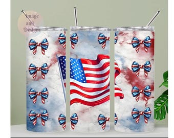 Patriotic Tumbler With Reusable Straw, For Everyday Use - Hot Or Cold Drinks, USA Flag Inspired Tumbler with Eco-Friendly Straw