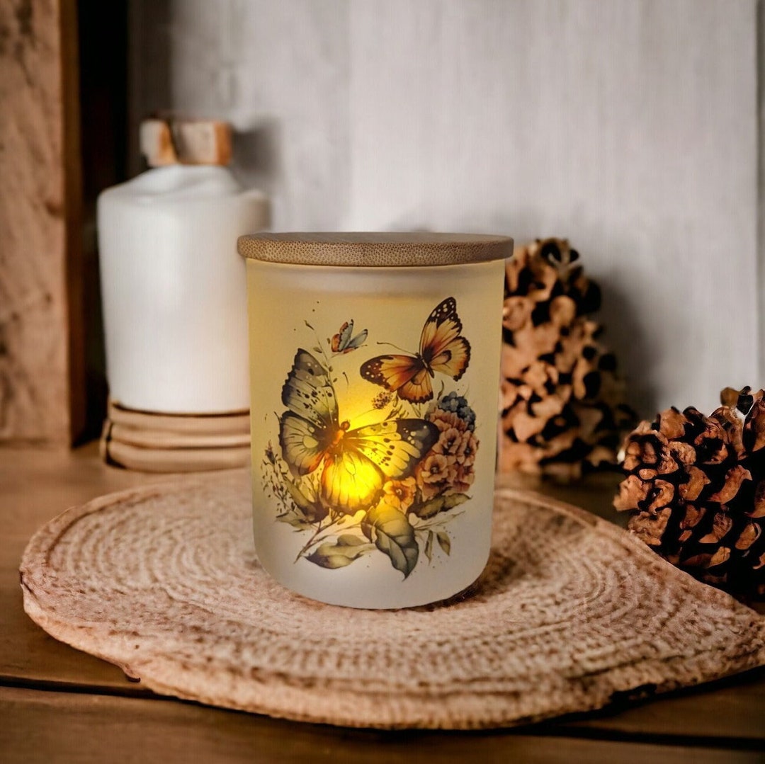 Butterfly Candle Holder With A Battery Operated Flickering Tea Light