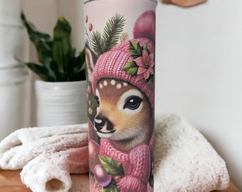 Christmas Deer Tumbler Can Be Personalized, Cup With Name, Christmas Gift, Holiday Tumbler, Christmas Party Gift, 20oz Tumbler