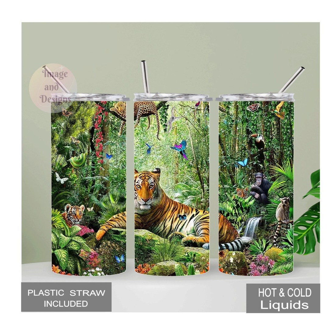 Tiger Tumbler With Tigers in the Jungle , Tiger Tumbler, Tiger Cup