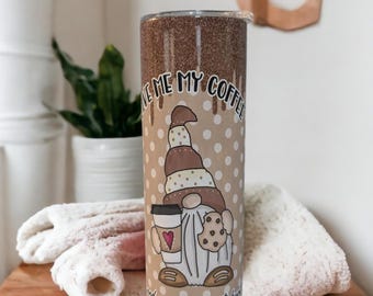 Give Me My Coffee and Gnome One Gets Hurts Gnome Tumbler, Gnome Coffee Tumbler With Straw, Hot Or Cold Beverage Drinkware For Everyday Use