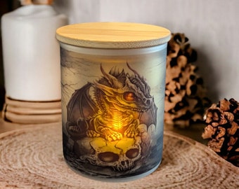 Dragon Candle Holder with Battery Operated Flickering Tea Light - Home Decor, Dragon Decor, Halloween Decor, Dragon Gifts For Dragon Lovers