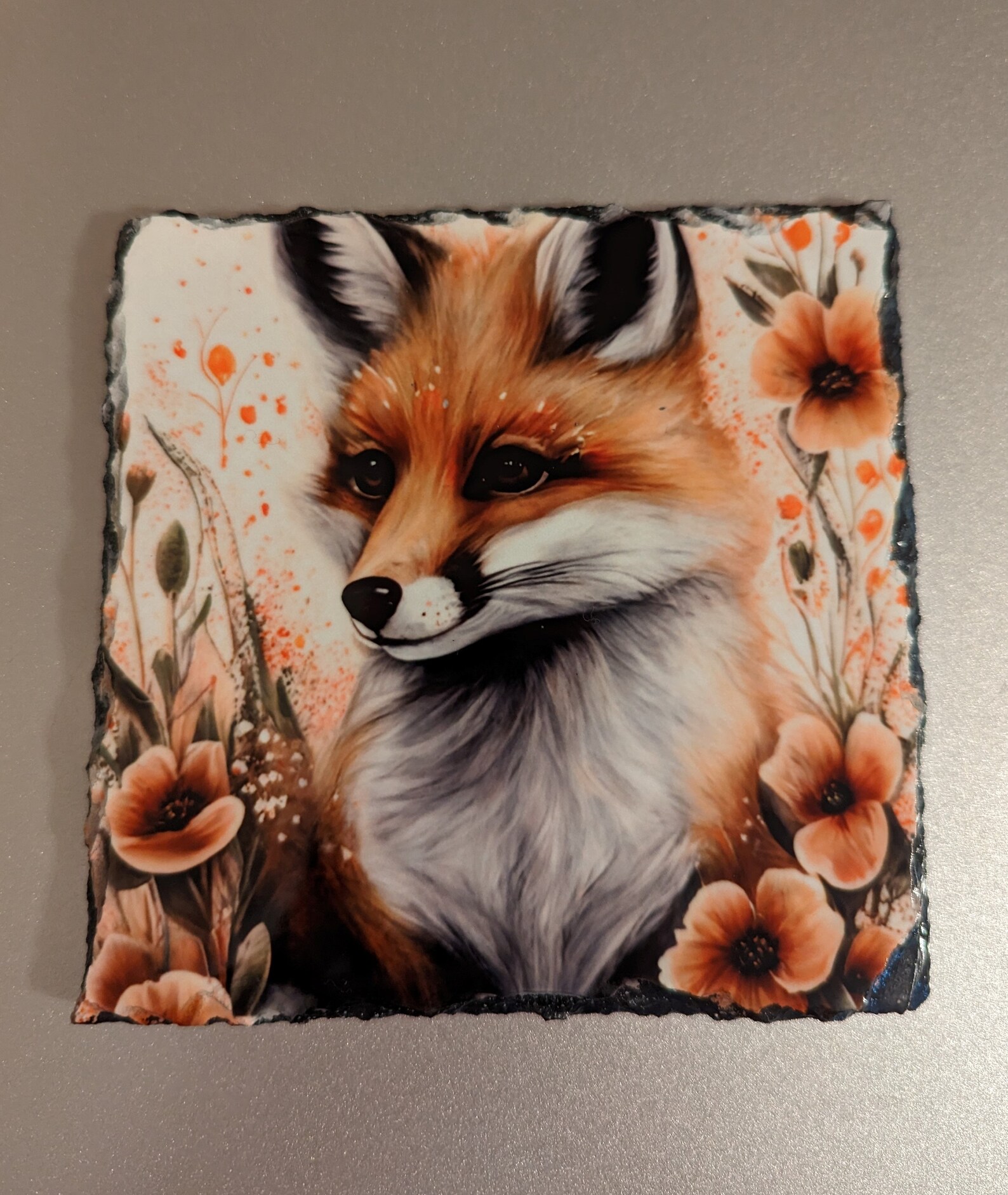 Slate Fox Picture With Display Legs, Fox Decor, Fox Lover Gift, Gift ...