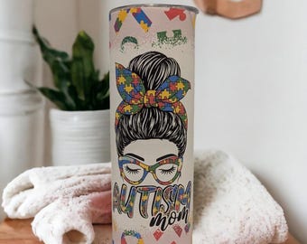 Autism Mom Tumbler Can Be Personalized, Autism Awareness Gift For Her, Autism Awareness Tumbler With Straw, Gift For Her