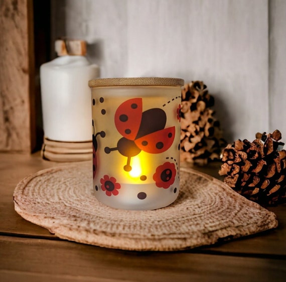 Ladybug Candle Holder With A Battery Operated Flickering Tea Light