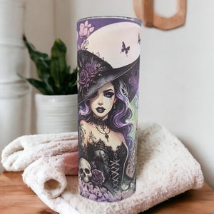 Witch Tumbler Can Be Personalized, Halloween Gift, Mystical Gift For Her, 20oz Tumbler With Reusable Straw, Hot Or Cold Beverages