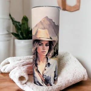 Cowgirl Tumbler Can Be Personalized, Includes A Reusable Straw, Gift For A Cowgirl, 20oz Tumbler For Hot Or Cold Drinks