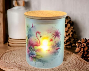 Beautiful Flamingo Candle Holder Includes A Battery Operated Flickering Tea Light, Flamingo Jar, Flamingo Decor