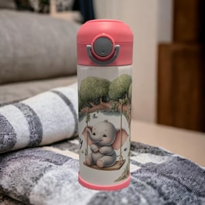 Kids Elephant Water Bottle Can be Personalized, Kids Elephant Cup With Name, Great For School Home Or On The Go, Gift For Elephant Lovers