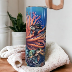 Sea Turtle Tumbler Can Be Personalized, Turtle Cup With Name, Turtle Lover Gift, Turtle Gift For Her Or Him, Turtle Travel Cup With Straw