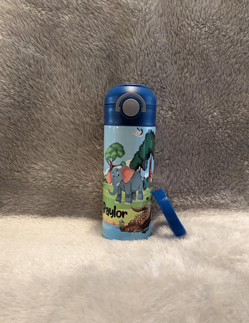 Kids Water Bottle Jungle Animals Tumbler Animals Cup Etsy