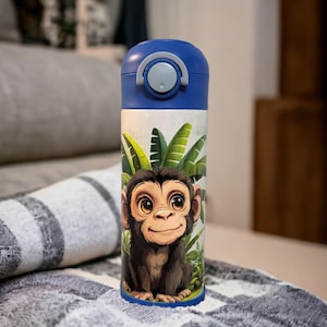 Kids Monkey Water Bottle for On-the-Go Hydration, Personalized Kids Water Bottle, Great For Home School Or On The Go, Gift For Kids