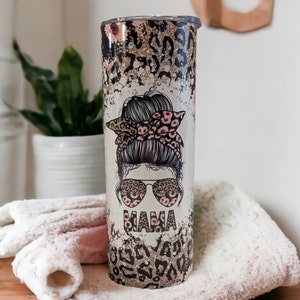 Pretty MAMA Tumbler With Pink Flowers and A Leopard Print, Gift For Mom, Leopard Print, Tumbler For Mom, 20oz Tumbler, Gift For Her