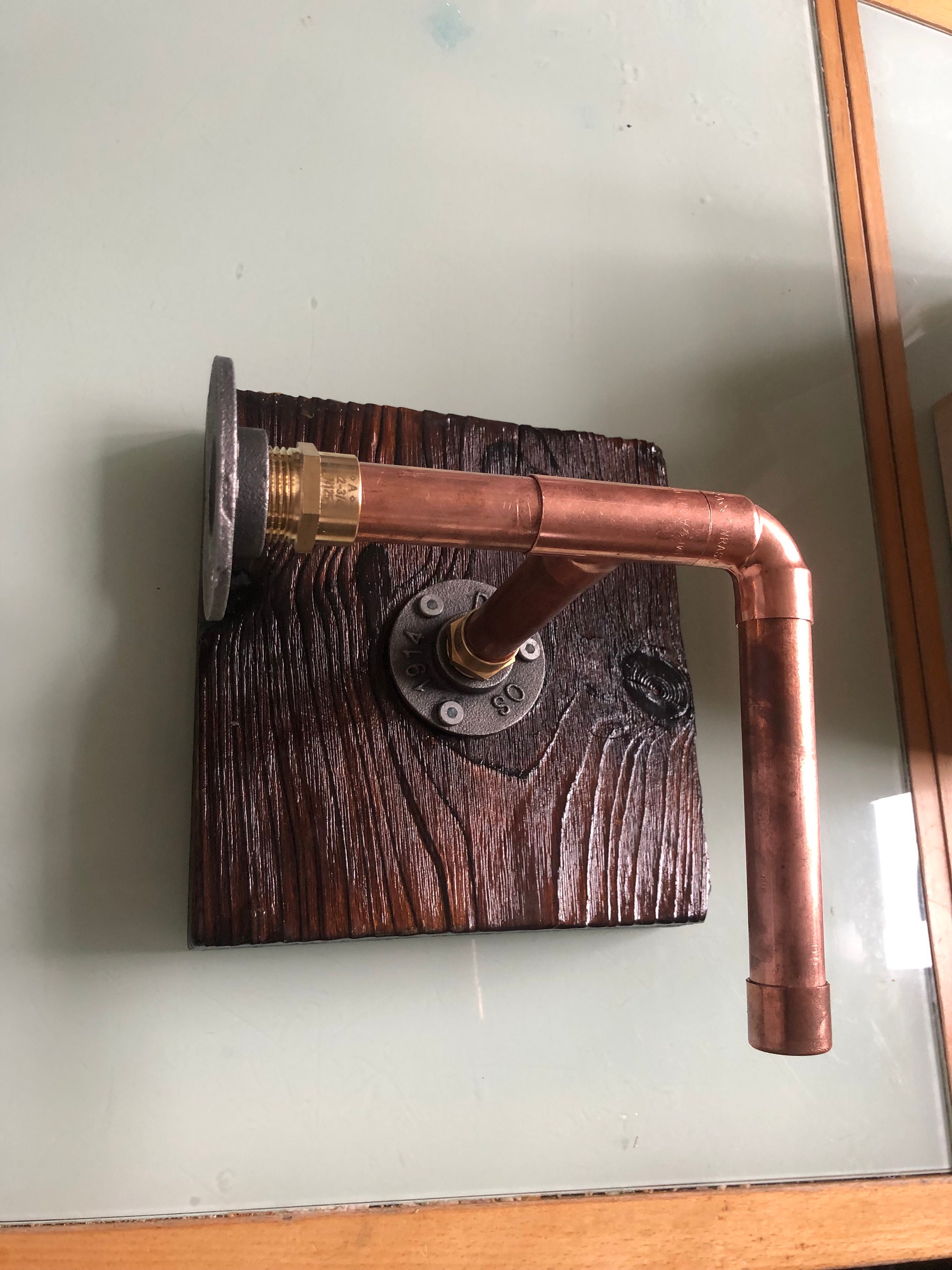 Industrial Toilet Holder With Bespoke Wood Shelf Etsy UK