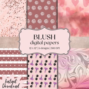 Blush Digital Paper, Pink digital paper, Paper Pack, Decorative Paper