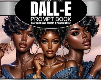 Distinguished Denim Dolls, DALL-E & ChatGPT v4, AI Art für schwarze Frauen, Sample Art, Einzigartige Prompts, Bonus Prompts, AI Art, Prompt Guide