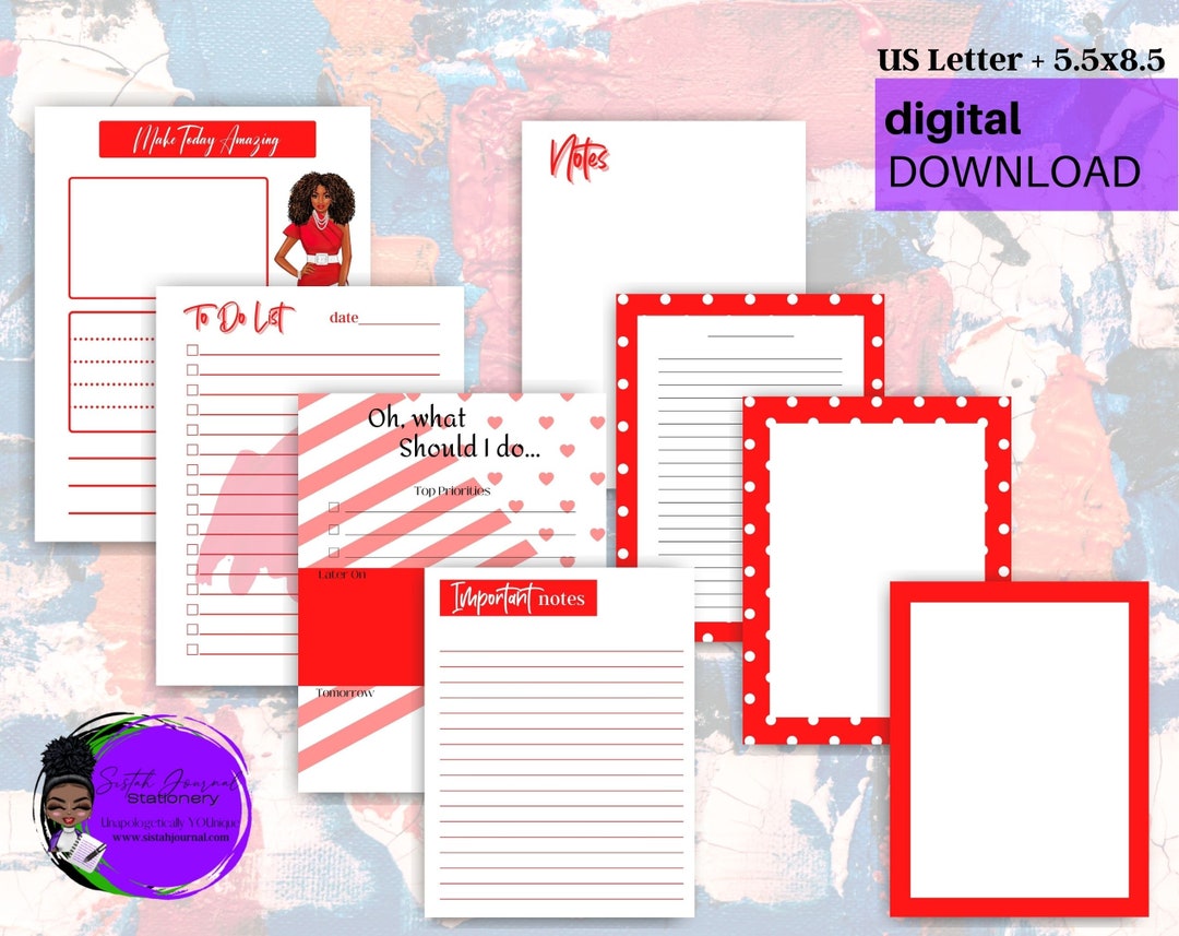 Printable Stationery Set, Instant Download Stationery, US Letter PDF ...