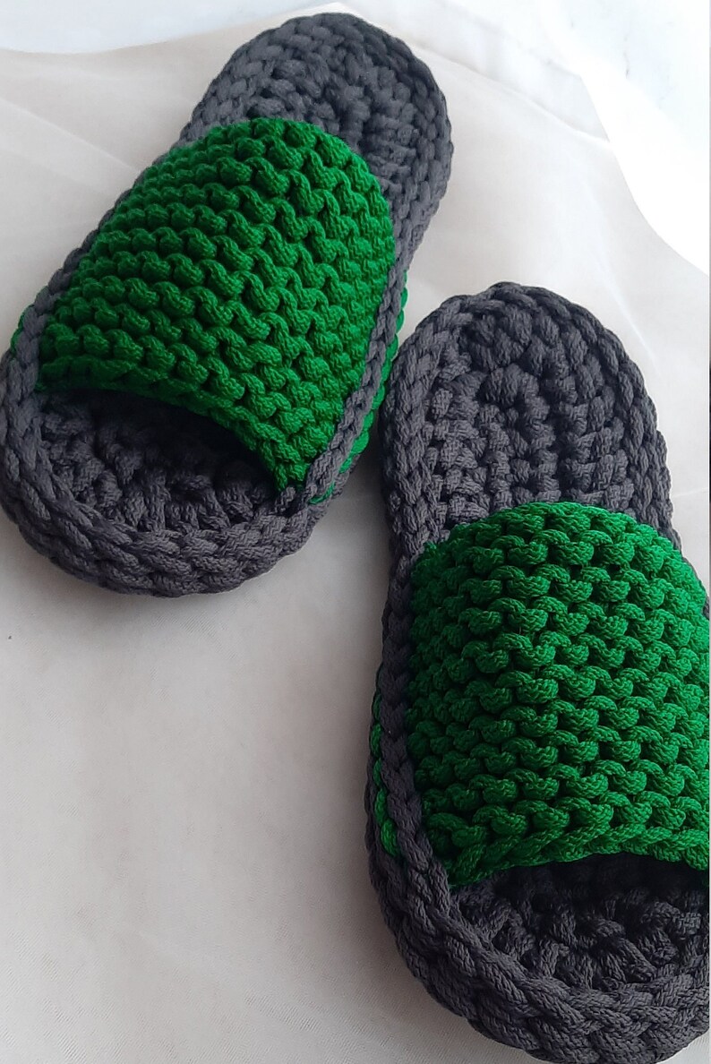Mens Slippers MADE TO ORDER Grandpa Slippers Slippers for Christmas Adults Slippers Hunter Green Crocheted Slippers Slippers For Him Washable Slippers Unisex Slippers House Slippers Forest Green 