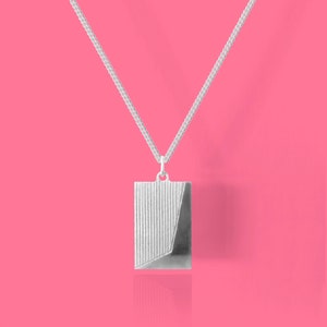 LINES || Solid sterling silver pendant necklace with silver curb chain || Made in the UK with sustainable recycled eco sterling silver