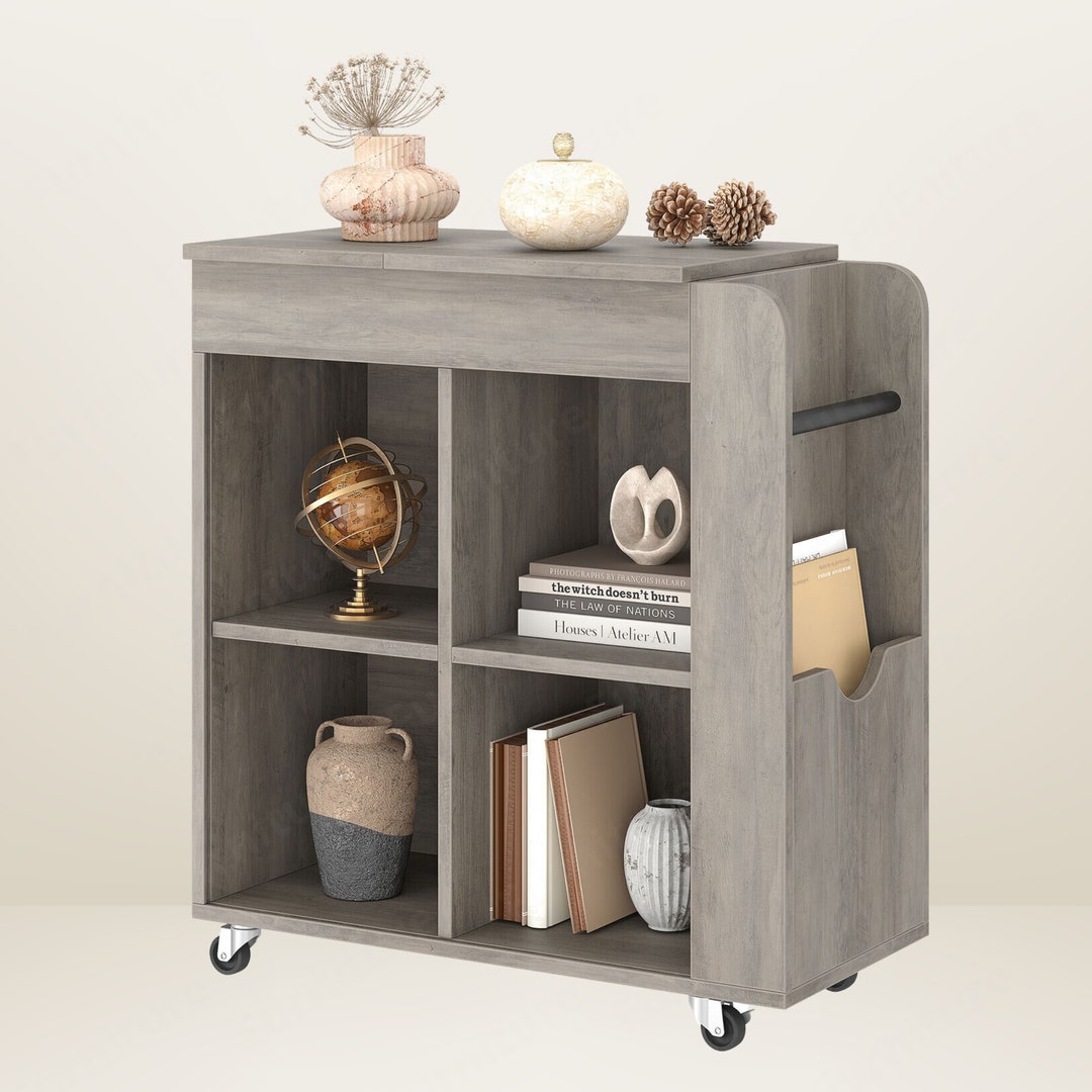 Storage Shelf for Small Space for Living Room, Side Table With Storage