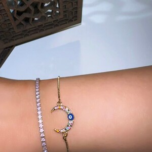 Evil Eye Bracelet, Protection Bracelet, Evil Eye Jewelry, Dainty Bracelet, Gold Evil Eye Bracelet, Evil Eye Bracelet Women, Evil Eye Gold image 2