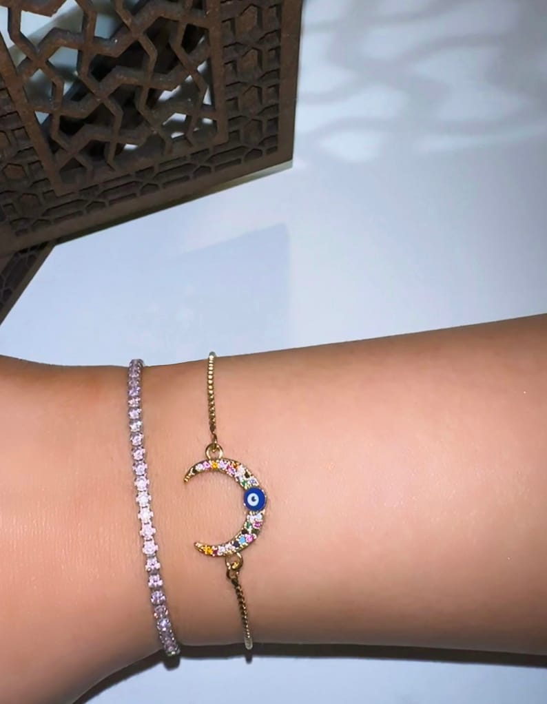 Evil Eye Bracelet, Protection Bracelet, Evil Eye Jewelry, Dainty Bracelet, Gold Evil Eye Bracelet, Evil Eye Bracelet Women, Evil Eye Gold image 2