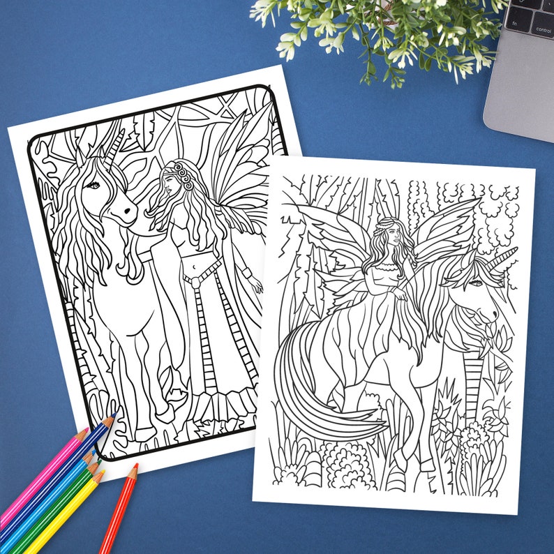 Unicorn Coloring Book for Girls of All Ages | Cute 60 Digital Coloring ...