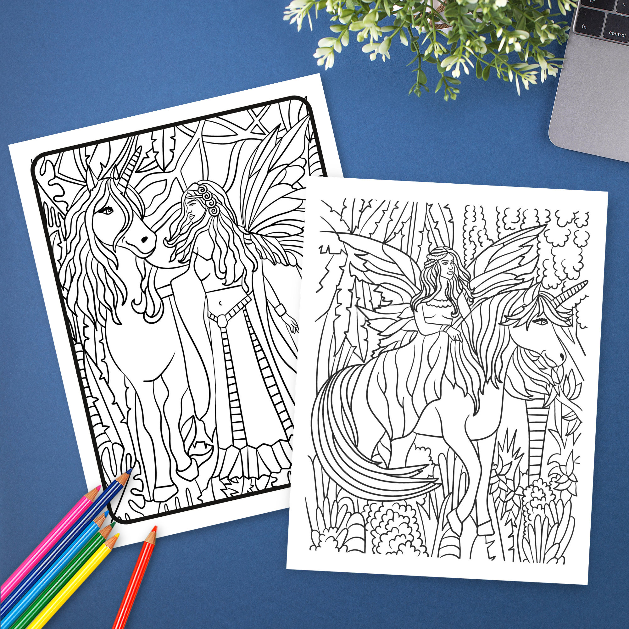 Unicorn Coloring Book for Girls of All Ages | Cute 60 Digital Coloring ...