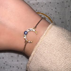 Pulsera de mal de ojo, pulsera de protección, joyería de mal de ojo, pulsera delicada, pulsera de mal de ojo de oro, pulsera de mal de ojo para mujer, oro de mal de ojo imagen 1