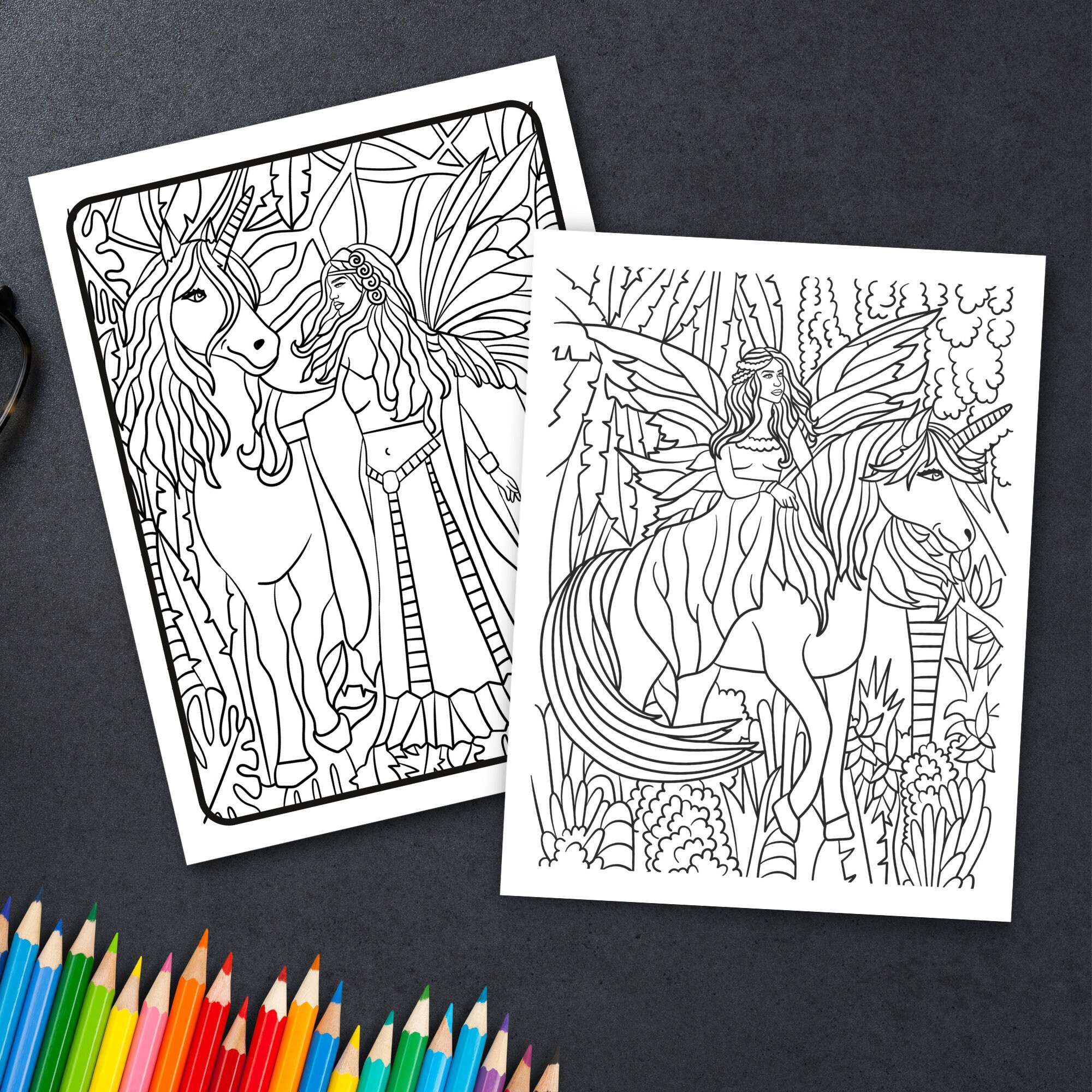 Cute Unicorn Coloring Book for Girls and Kids Cute 60 Digital Coloring ...