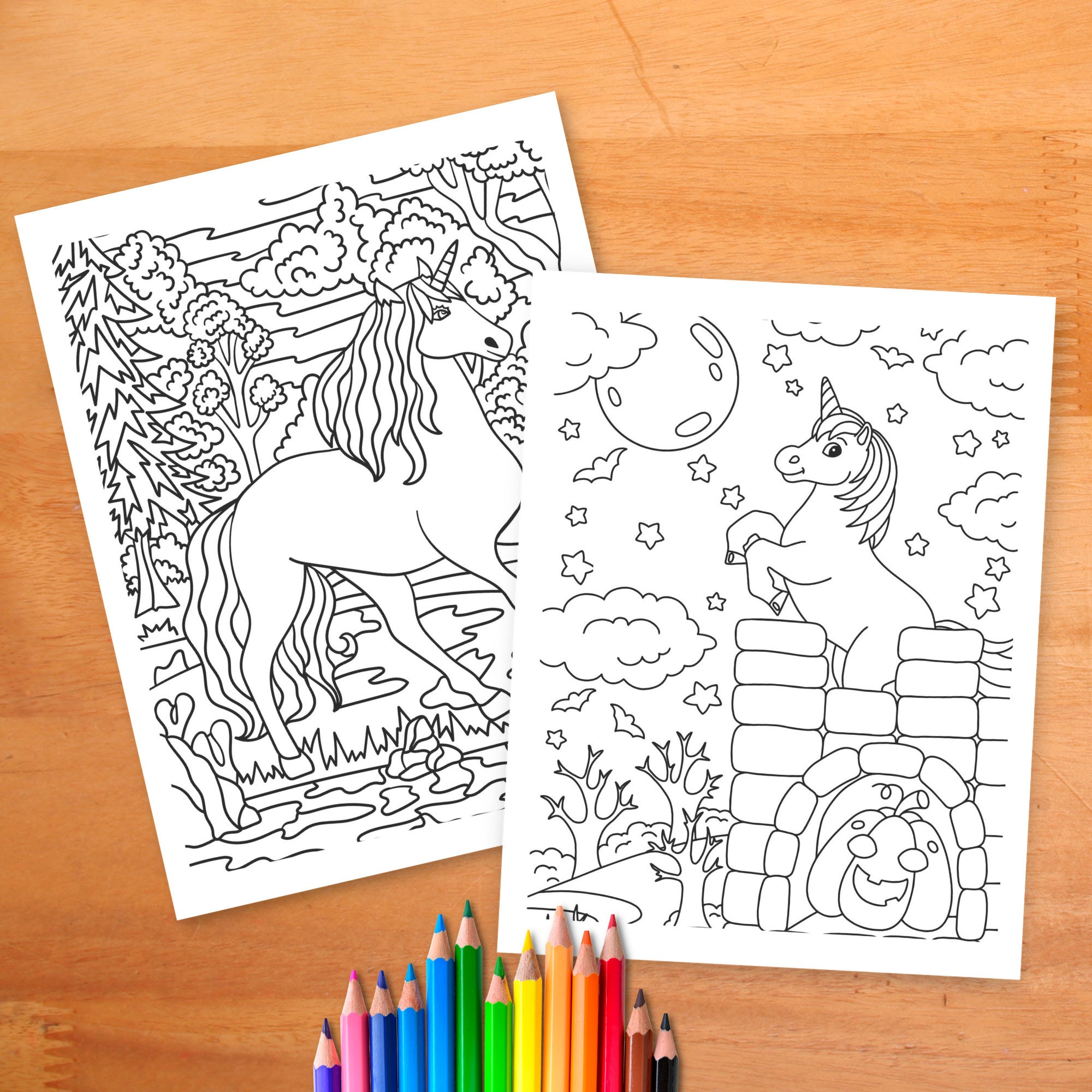 Unicorn Coloring Book for Girls of All Ages | Cute 60 Digital Coloring ...