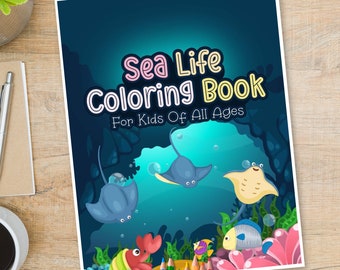 Livre de coloriage Sea Life pour les enfants de tous âges | 60 pages de coloriage numériques mignonnes avec des motifs uniques (PDF imprimable)