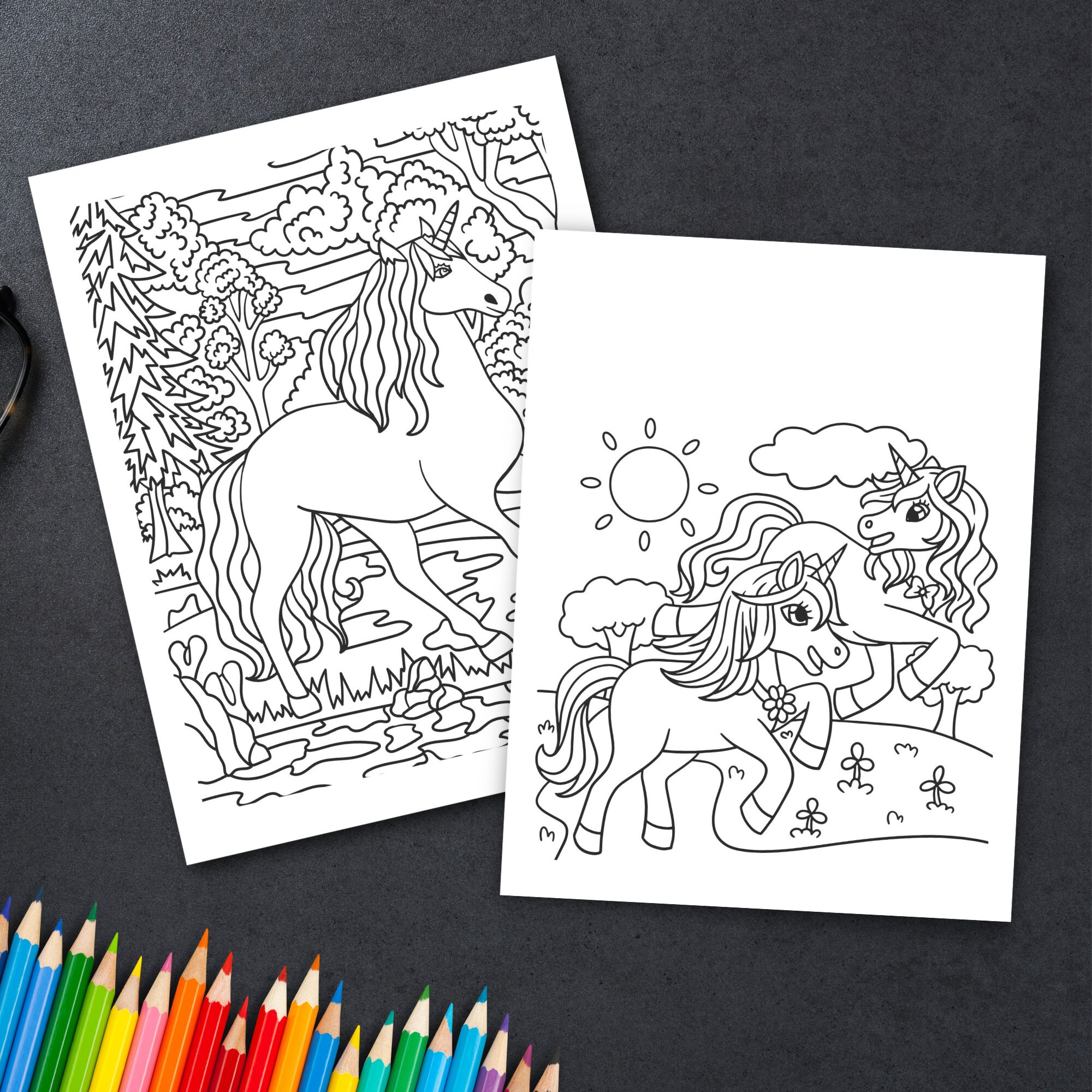 Stress Relieving Unicorn Coloring Book for Adults | Cute 60 Digital ...