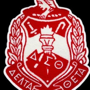 Delta Sigma Theta Sorority Embroidered Iron-on Shield Crest 4.5’ T approximately not exact ( please read)