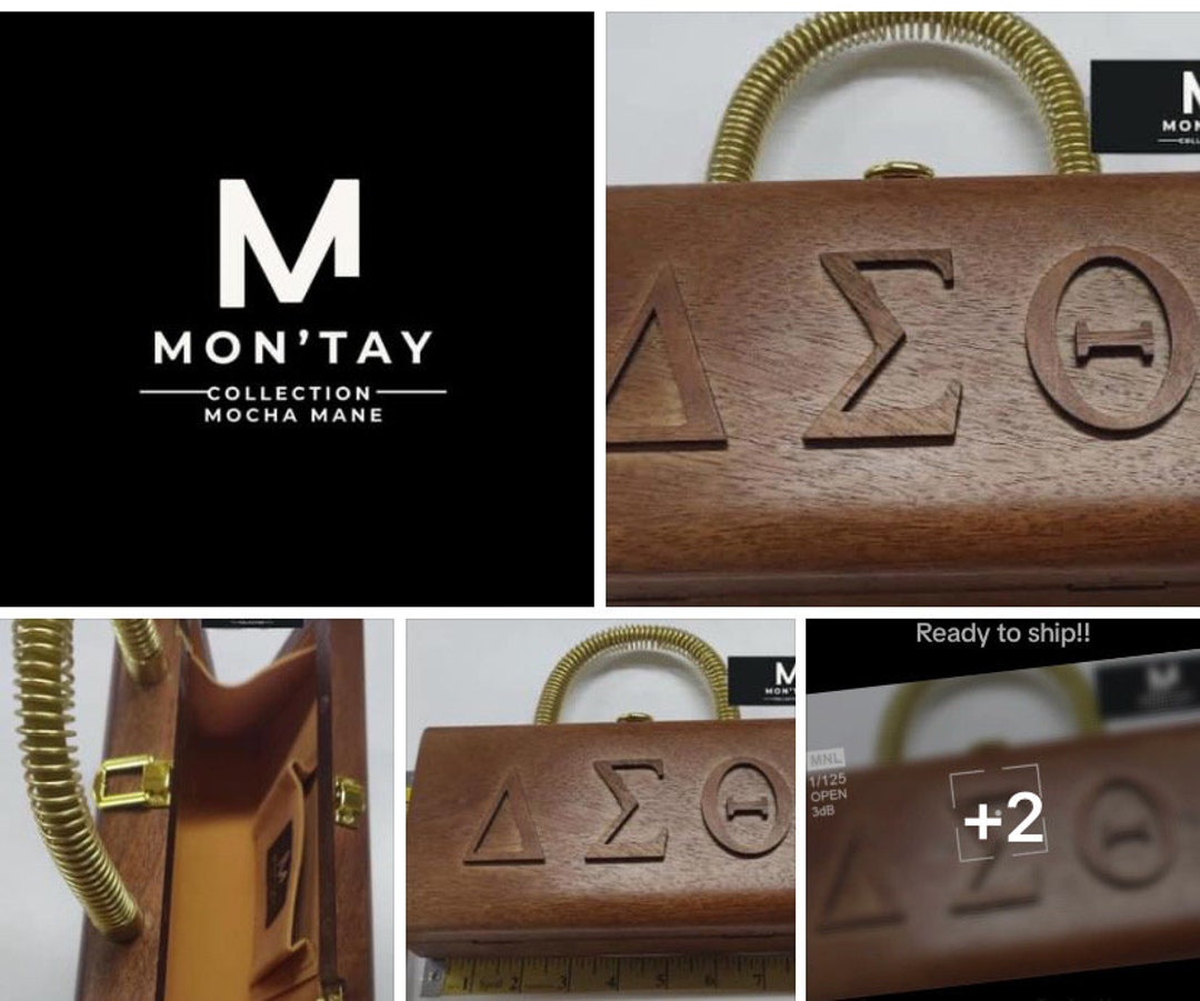 Delta Sigma Theta Sorority Custom Made 3D Raised Wood Letters Handbag With Dustbag,1913,,delta