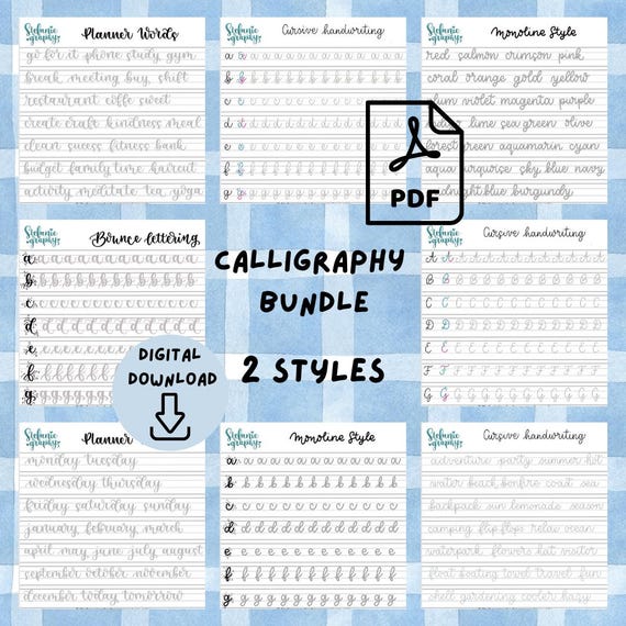 Modern Calligraphy Workbook | Hand Lettering Practice Sheets, Brush Pen Exercises (PDF)