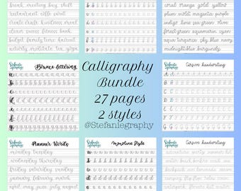 Cuaderno de caligrafía moderna / Hojas de práctica de rotulación a mano, ejercicios con pincel (PDF)
