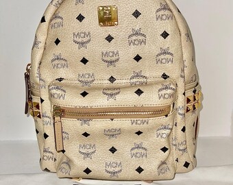 Backpack Bag Mcm Cream Backpack MCM Beige Visetos Monogram Medium