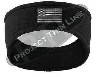 Thin Silver Line American Flag Corrections Officer Fleece Headband - Color Choice FREE SHIPPING