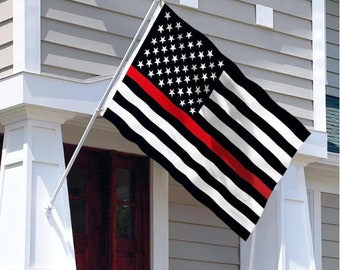 Thin Red Line - Black White American Flag USA “Thin Line” 3’ x 5’ Polyester Flag  - FREE SHIPPING