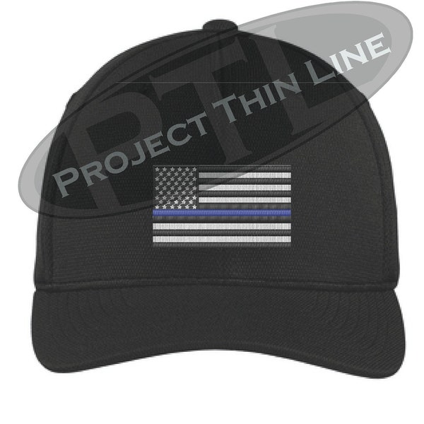 Thin Blue Line American Flag Flex Fit Distressed Baseball Cap Ponytail Hat Clothing Police Law Enforcement - Choose Color - FREE SHIPPING