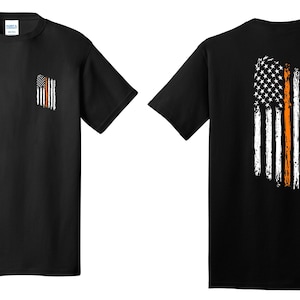 Thin Orange Line Tattered American Flag Search and Rescue SAR Short Sleeve Shirt - FREE SHIPPING