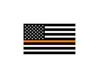 Thin Orange Line Flag Sticker Subdued American Flag Vinyl Decal Search and Rescue USA Sticker for Car Laptop Water Bottle