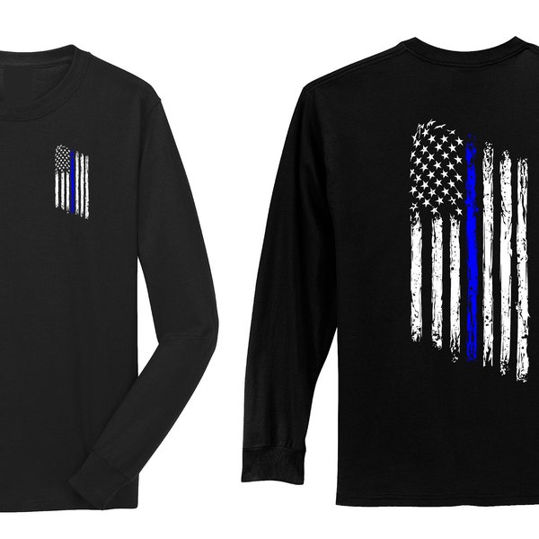 Thin Blue Line Long Sleeve Tshirt - Etsy