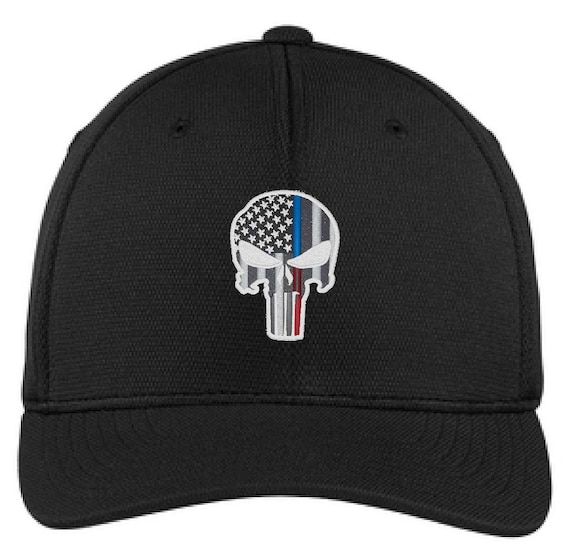 Thin Blue Red Line Punisher Skull 