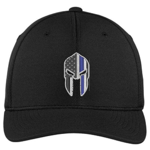 Thin Blue Line Spartan American Flag Flex Fit Baseball Cap Ponytail Hat Police Law Enforcement - Choose Color - FREE SHIPPING