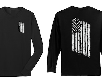 Subduced Tactical Tattered American Flag United States of America us usa Long Sleeve Shirt - FREE SHIPPING